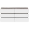 Commode CHELSEA 6 Tiroirs - Couleur blanc/béton clair - L 154 x P 42,