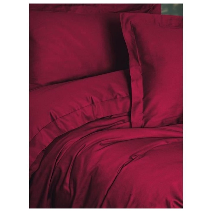 Parure de lit - 1 housse de couette 220 x 240 cm + 2 taies d'oreiller 60 x 60 cm - Satiné 100% coton - Rouge Parure de lit - 1 housse de couette 220 x 240 cm + 2 taies d'oreiller 60 x 60 cm - Satiné 100% coton - Rouge