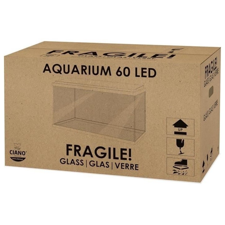 Aquarium - CIANO - 60 L - Filtre - LED - Chauffage - FOAM 30PPI - CF80 - Noir