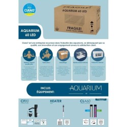 Aquarium - CIANO - 60 L - Filtre - LED - Chauffage - FOAM 30PPI - CF80