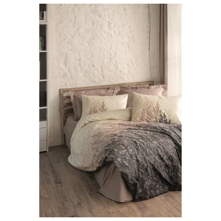 Parure de lit - 1 housse de couette 220 x 240 cm + 2 taies d'oreiller 60 x 60 cm - 100% coton renforcé - Beige Parure de lit - 1 housse de couette 220 x 240 cm + 2 taies d'oreiller 60 x 60 cm - 100% coton renforcé - Beige