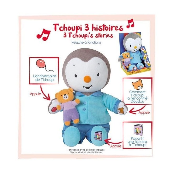 Peluche T'CHOUPI Raconte moi une histoire - JEMINI - ± 30 cm - Bleu - Enfant - Mixte Peluche T'CHOUPI Raconte moi une histoire - JEMINI - ± 30 cm - Bleu - Enfant - Mixte