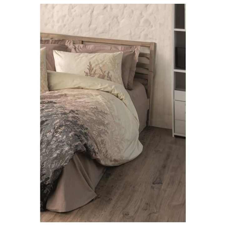 Parure de lit - 1 housse de couette 220 x 240 cm + 2 taies d'oreiller 60 x 60 cm - 100% coton renforcé - Beige Parure de lit - 1 housse de couette 220 x 240 cm + 2 taies d'oreiller 60 x 60 cm - 100% coton renforcé - Beige