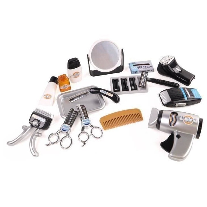 Set coiffeur - Jeu d'imitation Barbier - CLEMENT CLEMENTINE - Tondeuse, seche-cheveux, rasoirs - Des 3 ans Set coiffeur - Jeu d'imitation Barbier - CLEMENT CLEMENTINE - Tondeuse, seche-cheveux, rasoirs - Des 3 ans