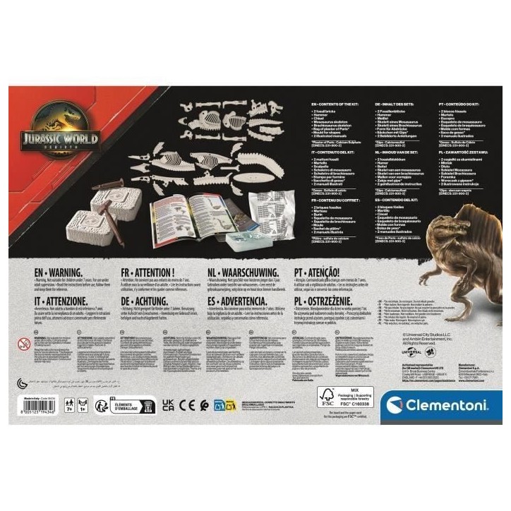 CLEMENTONI - Jurassic World - Dig Kit - Mosasaurus & Brachiosaurus