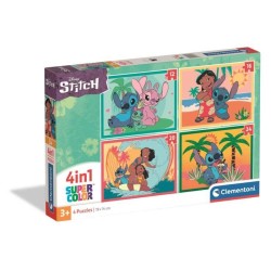 Puzzle 4 en 1 Stitch, Pour enfants a partir de 3 ans, Theme dessins an
