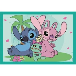 Puzzle 4 en 1 Stitch, Pour enfants a partir de 3 ans, Theme dessins an
