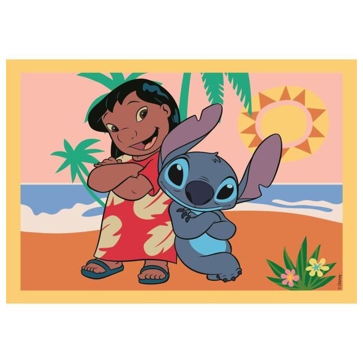 Puzzle 4 en 1 Stitch, Pour enfants a partir de 3 ans, Theme dessins animés, CLEMENTONI