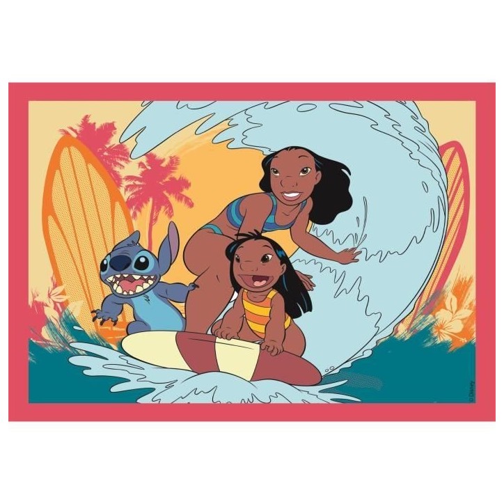 Puzzle 4 en 1 Stitch, Pour enfants a partir de 3 ans, Theme dessins animés, CLEMENTONI