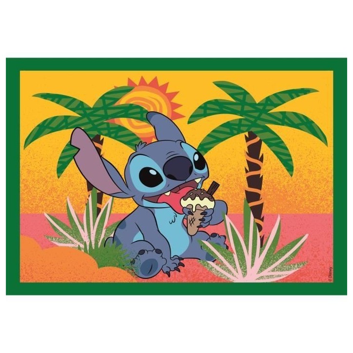 Puzzle 4 en 1 Stitch, Pour enfants a partir de 3 ans, Theme dessins animés, CLEMENTONI