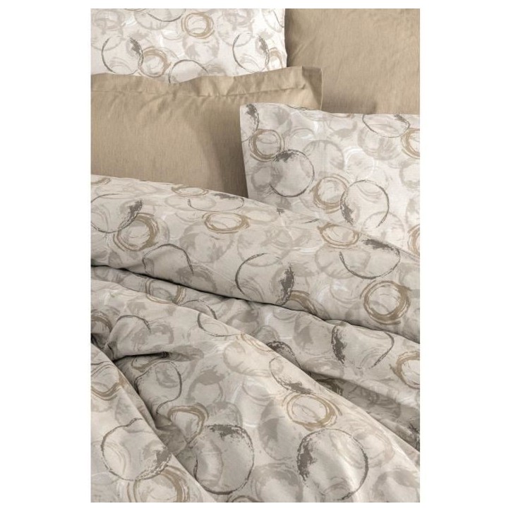 Parure de lit - 1 housse de couette 220 x 240 cm + 2 taies d'oreiller 60 x 60 cm - 100% coton renforcé - Beige Parure de lit - 1 housse de couette 220 x 240 cm + 2 taies d'oreiller 60 x 60 cm - 100% coton renforcé - Beige