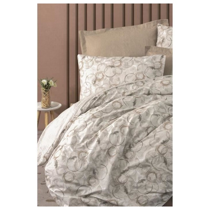 Parure de lit - 1 housse de couette 220 x 240 cm + 2 taies d'oreiller 60 x 60 cm - 100% coton renforcé - Beige Parure de lit - 1 housse de couette 220 x 240 cm + 2 taies d'oreiller 60 x 60 cm - 100% coton renforcé - Beige