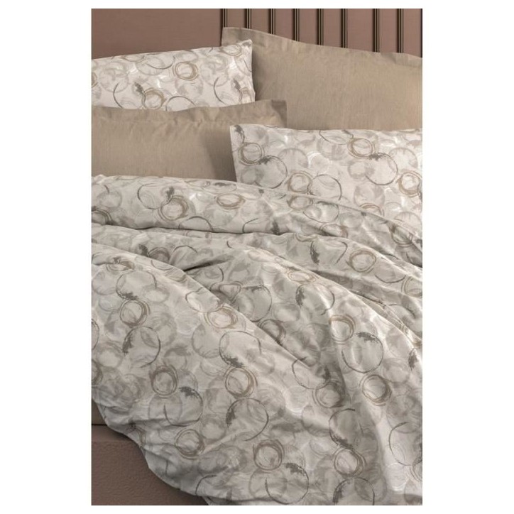 Parure de lit - 1 housse de couette 220 x 240 cm + 2 taies d'oreiller 60 x 60 cm - 100% coton renforcé - Beige Parure de lit - 1 housse de couette 220 x 240 cm + 2 taies d'oreiller 60 x 60 cm - 100% coton renforcé - Beige