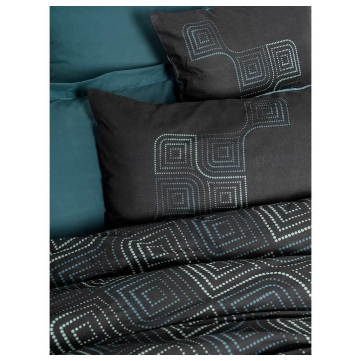 Parure de lit - 1 housse de couette 220 x 240 cm + 2 taies d'oreiller 60 x 60 cm - 100% coton renforcé - Bleu Parure de lit - 1 housse de couette 220 x 240 cm + 2 taies d'oreiller 60 x 60 cm - 100% coton renforcé - Bleu