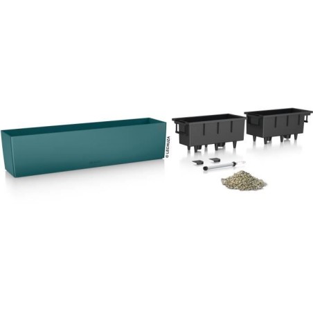 LECHUZA Jardiniere - Balconera Color 80 - 79 x 19 x 19 cm - Kit complet - Bleu pétrole - 12 L