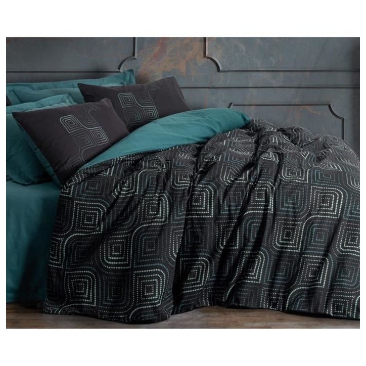 Parure de lit - 1 housse de couette 220 x 240 cm + 2 taies d'oreiller 60 x 60 cm - 100% coton renforcé - Bleu Parure de lit - 1 housse de couette 220 x 240 cm + 2 taies d'oreiller 60 x 60 cm - 100% coton renforcé - Bleu