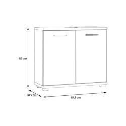 CHAMP - Meuble sous-lavabo - 2 portes - 69,9 x 28,9 x 62 cm - Chene ar