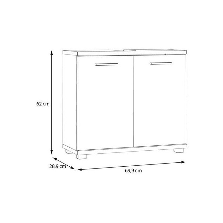 CHAMP - Meuble sous-lavabo - 2 portes - 69,9 x 28,9 x 62 cm - Chene artisan / Vert sauge - FORTE CHAMP - Meuble sous-lavabo - 2 portes - 69,9 x 28,9 x 62 cm - Chene artisan / Vert sauge - FORTE