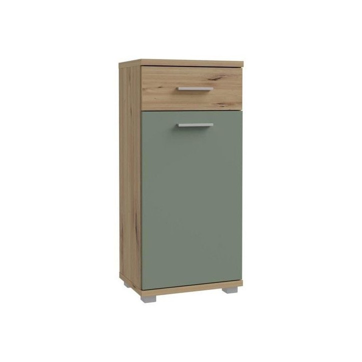 CHAMP - Meuble bas de salle de bain - 40,2 x 28,9 x 87,6 cm - Chene artisan / Vert sauge - FORTE CHAMP - Meuble bas de salle de bain - 40,2 x 28,9 x 87,6 cm - Chene artisan / Vert sauge - FORTE