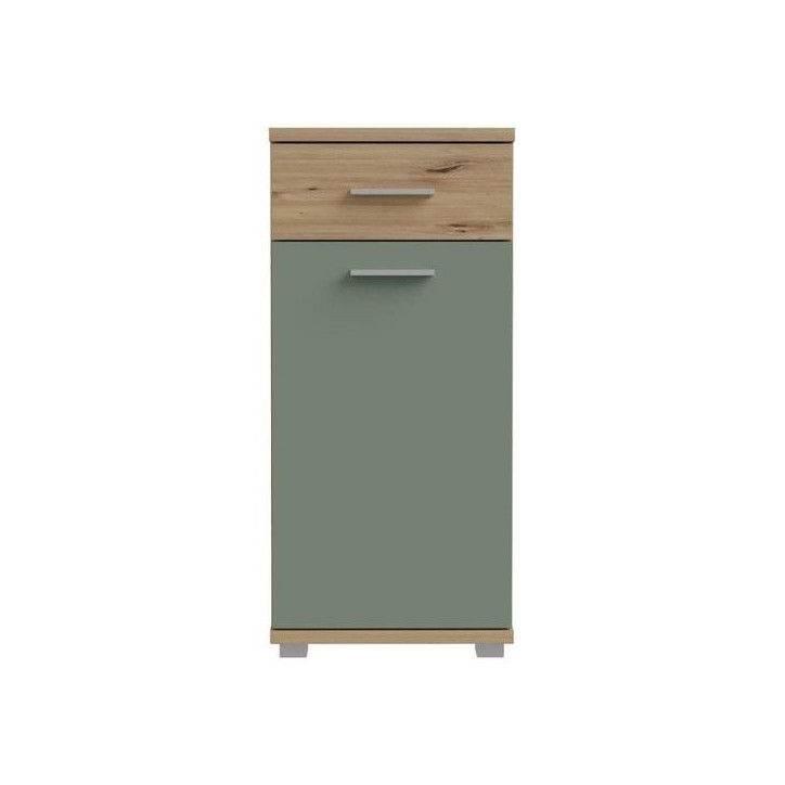 CHAMP - Meuble bas de salle de bain - 40,2 x 28,9 x 87,6 cm - Chene artisan / Vert sauge - FORTE CHAMP - Meuble bas de salle de bain - 40,2 x 28,9 x 87,6 cm - Chene artisan / Vert sauge - FORTE