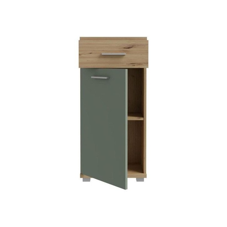 CHAMP - Meuble bas de salle de bain - 40,2 x 28,9 x 87,6 cm - Chene artisan / Vert sauge - FORTE CHAMP - Meuble bas de salle de bain - 40,2 x 28,9 x 87,6 cm - Chene artisan / Vert sauge - FORTE