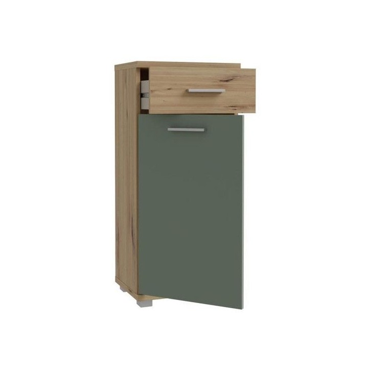 CHAMP - Meuble bas de salle de bain - 40,2 x 28,9 x 87,6 cm - Chene artisan / Vert sauge - FORTE CHAMP - Meuble bas de salle de bain - 40,2 x 28,9 x 87,6 cm - Chene artisan / Vert sauge - FORTE