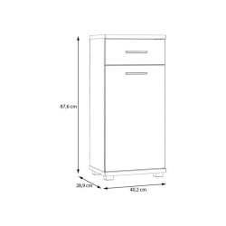 CHAMP - Meuble bas de salle de bain - 40,2 x 28,9 x 87,6 cm - Chene ar