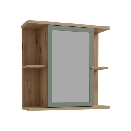 Armoire a suspendre - Chene artisan / Vert sauge - 1 porte avec miroir