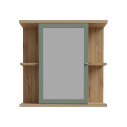 Armoire a suspendre - Chene artisan / Vert sauge - 1 porte avec miroir