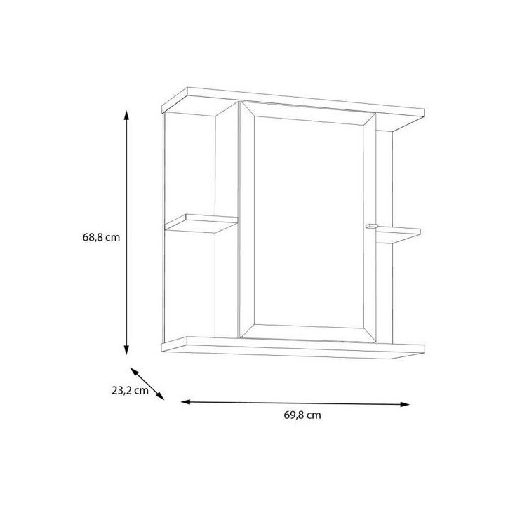 Armoire a suspendre - Chene artisan / Vert sauge - 1 porte avec miroir - Meuble de salle de bain - 69,9 x 23,2 x 68,8 cm