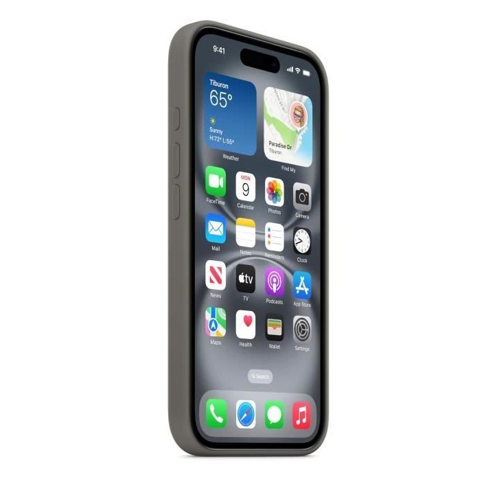 APPLE iPhone 16 - Coque en silicone avec MagSafe - Stone Gray