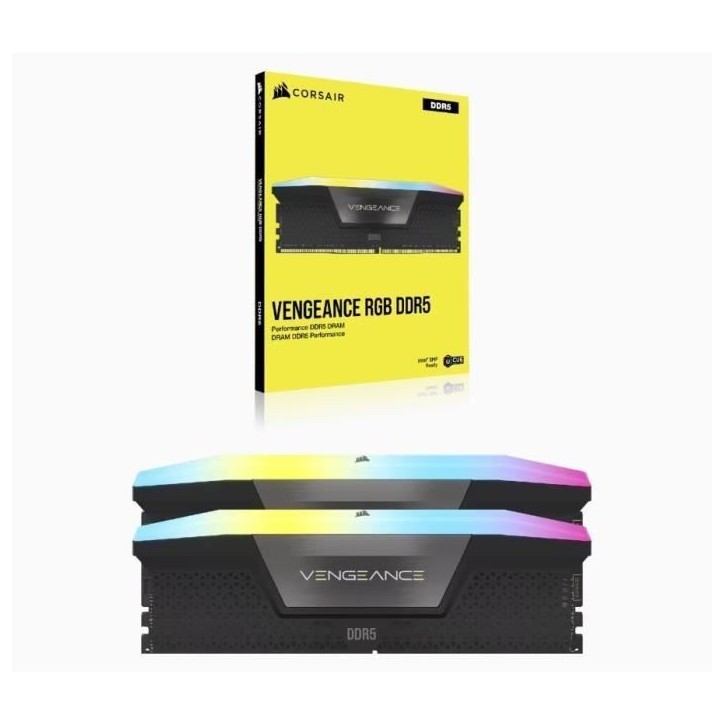 Mémoire RAM - CORSAIR - Vengeance RGB DDR5 - 32GB 2x16GB DIMM - 6400 MHz - 1,40V - Noir (CMH32GX5M2B6400C32) Mémoire RAM - CORSAIR - Vengeance RGB DDR5 - 32GB 2x16GB DIMM - 6400 MHz - 1,40V - Noir (CMH32GX5M2B6400C32)