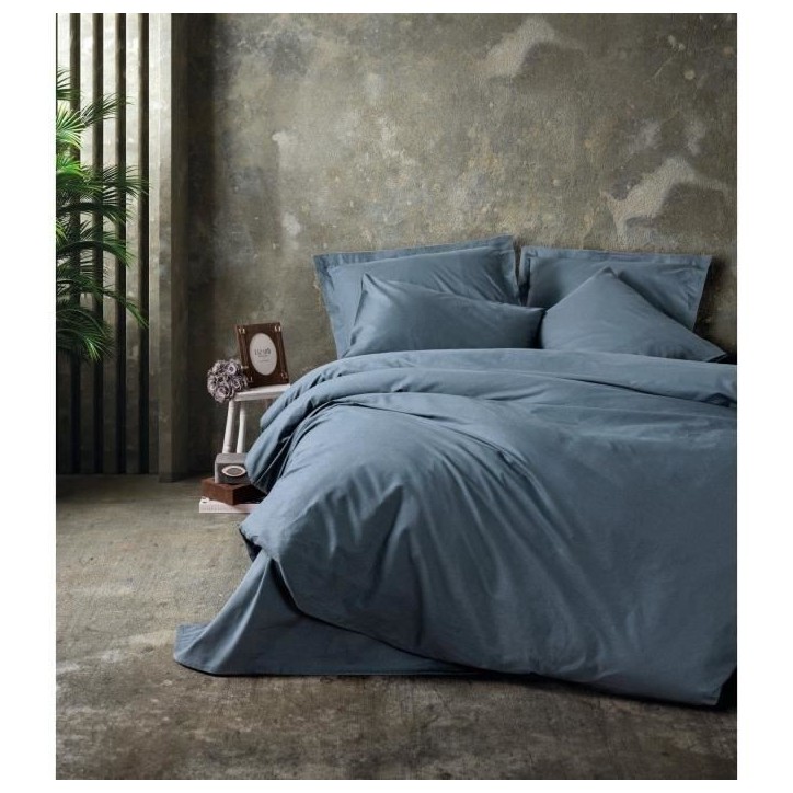 Parure de lit - 1 housse de couette 220 x 240 cm + 2 taies d'oreiller 60 x 60 cm - 100% coton renforcé - Anthracite Parure de lit - 1 housse de couette 220 x 240 cm + 2 taies d'oreiller 60 x 60 cm - 100% coton renforcé - Anthracite