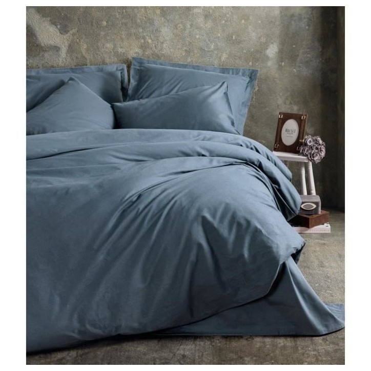 Parure de lit - 1 housse de couette 220 x 240 cm + 2 taies d'oreiller 60 x 60 cm - 100% coton renforcé - Anthracite Parure de lit - 1 housse de couette 220 x 240 cm + 2 taies d'oreiller 60 x 60 cm - 100% coton renforcé - Anthracite
