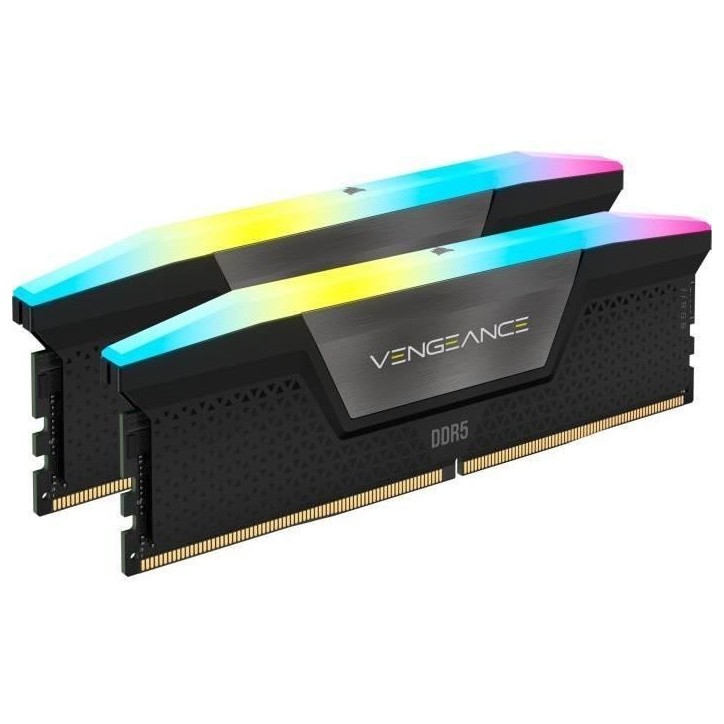 Mémoire RAM - CORSAIR - CMH64GX5M2B5200C40 - 64 Go 2x 32 Go - VENGEANCE RGB DDR5 Black Heatspreader 5200MT/s - DIMM - CL 40