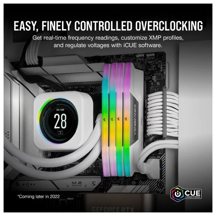 CORSAIR Vengeance RGB DDR5 - 32GB 2x16GB DIMM - 5200MHz - Unbuffered, 40-40-40-77, XMP 3.0, White Heatspreader, RGB LED, 1.25V CORSAIR Vengeance RGB DDR5 - 32GB 2x16GB DIMM - 5200MHz - Unbuffered, 40-40-40-77, XMP 3.0, White Heatspreader, RGB LED, 1.25V
