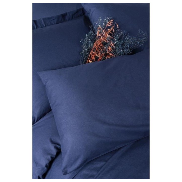Parure de lit - 1 housse de couette 220 x 240 cm + 2 taies d'oreiller 60 x 60 cm - 100% coton renforcé - Bleu Parure de lit - 1 housse de couette 220 x 240 cm + 2 taies d'oreiller 60 x 60 cm - 100% coton renforcé - Bleu