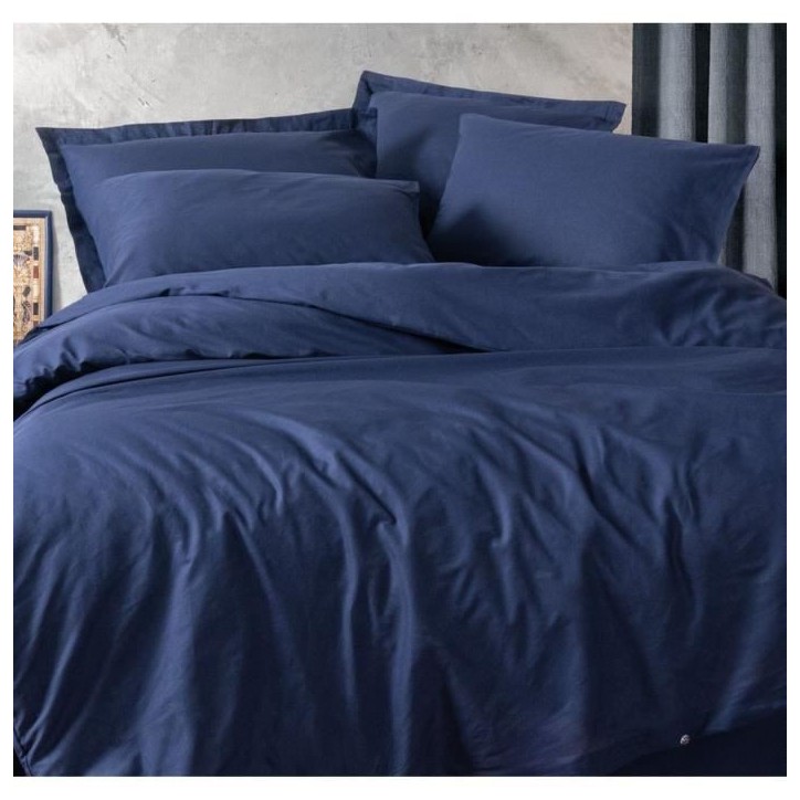 Parure de lit - 1 housse de couette 220 x 240 cm + 2 taies d'oreiller 60 x 60 cm - 100% coton renforcé - Bleu Parure de lit - 1 housse de couette 220 x 240 cm + 2 taies d'oreiller 60 x 60 cm - 100% coton renforcé - Bleu