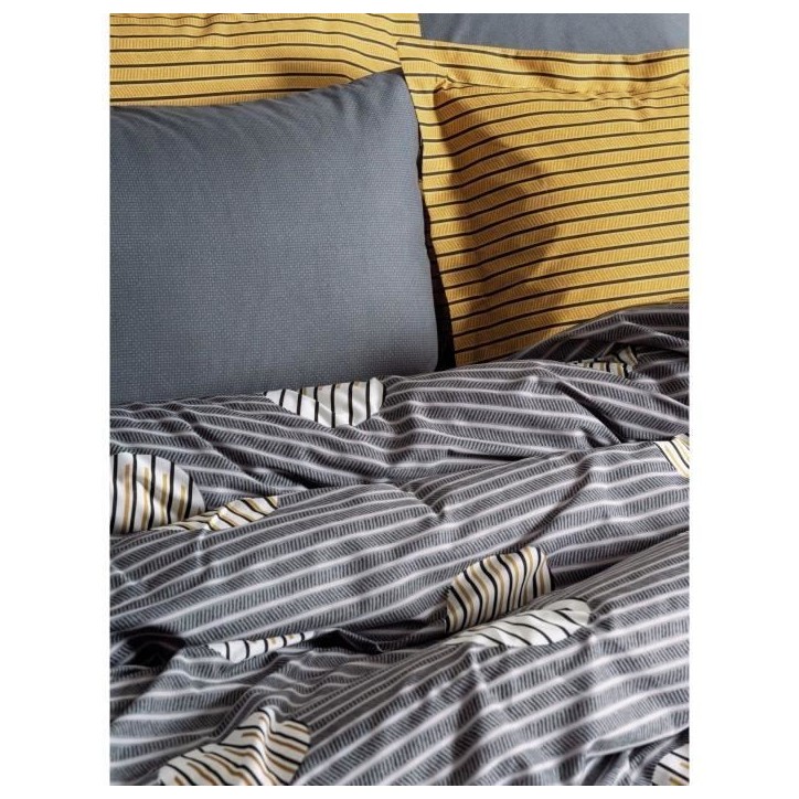 Parure de lit - 1 housse de couette 220 x 240 cm + 2 taies d'oreiller 60 x 60 cm - 100% coton renforcé - Gris Parure de lit - 1 housse de couette 220 x 240 cm + 2 taies d'oreiller 60 x 60 cm - 100% coton renforcé - Gris