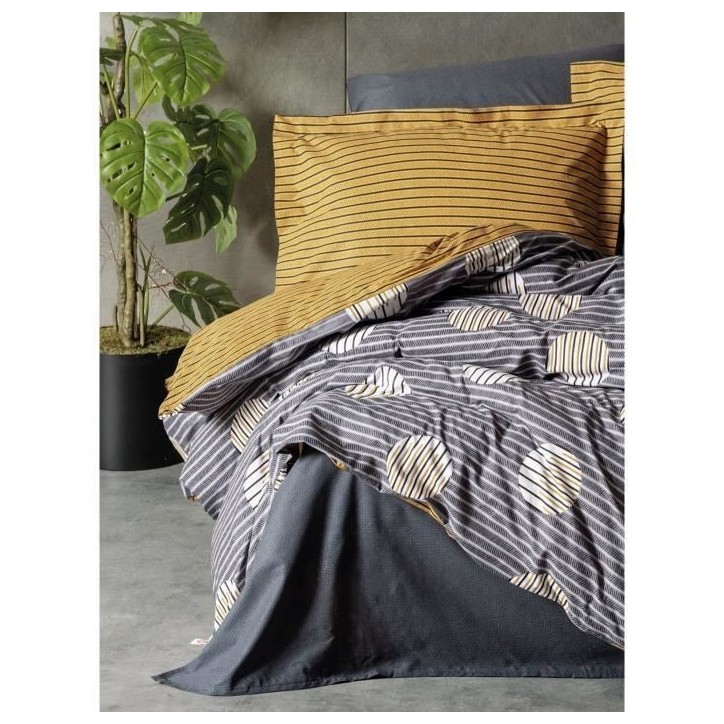 Parure de lit - 1 housse de couette 220 x 240 cm + 2 taies d'oreiller 60 x 60 cm - 100% coton renforcé - Gris Parure de lit - 1 housse de couette 220 x 240 cm + 2 taies d'oreiller 60 x 60 cm - 100% coton renforcé - Gris