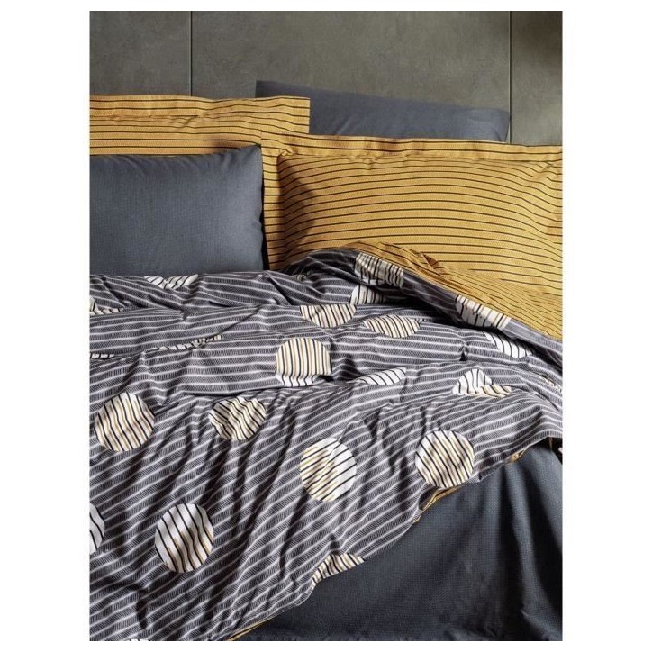 Parure de lit - 1 housse de couette 220 x 240 cm + 2 taies d'oreiller 60 x 60 cm - 100% coton renforcé - Gris Parure de lit - 1 housse de couette 220 x 240 cm + 2 taies d'oreiller 60 x 60 cm - 100% coton renforcé - Gris