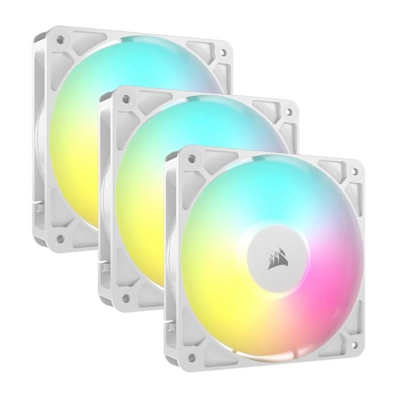 Pack de 3 ventilateurs ARGB 120mm - CORSAIR - RS120 - Blanc Pack de 3 ventilateurs ARGB 120mm - CORSAIR - RS120 - Blanc
