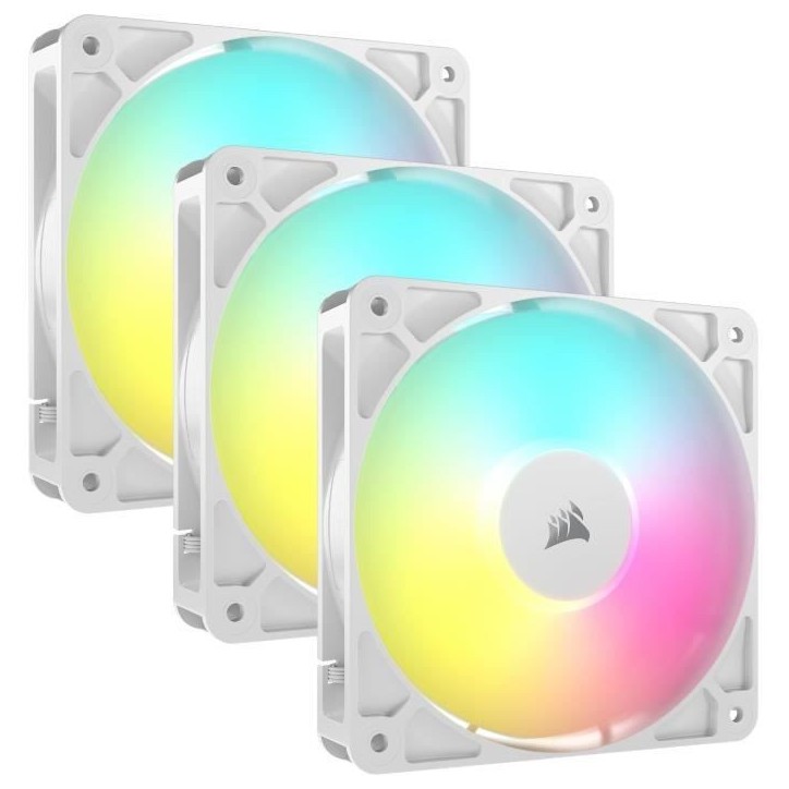 Pack de 3 ventilateurs ARGB 120mm - CORSAIR - RS120 - Blanc Pack de 3 ventilateurs ARGB 120mm - CORSAIR - RS120 - Blanc