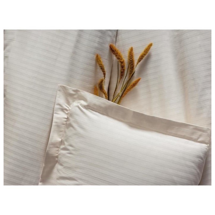 Parure de lit - 1 housse de couette 220 x 240 cm + 2 taies d'oreiller 60 x 60 cm - Satiné 100% coton - Écru Parure de lit - 1 housse de couette 220 x 240 cm + 2 taies d'oreiller 60 x 60 cm - Satiné 100% coton - Écru