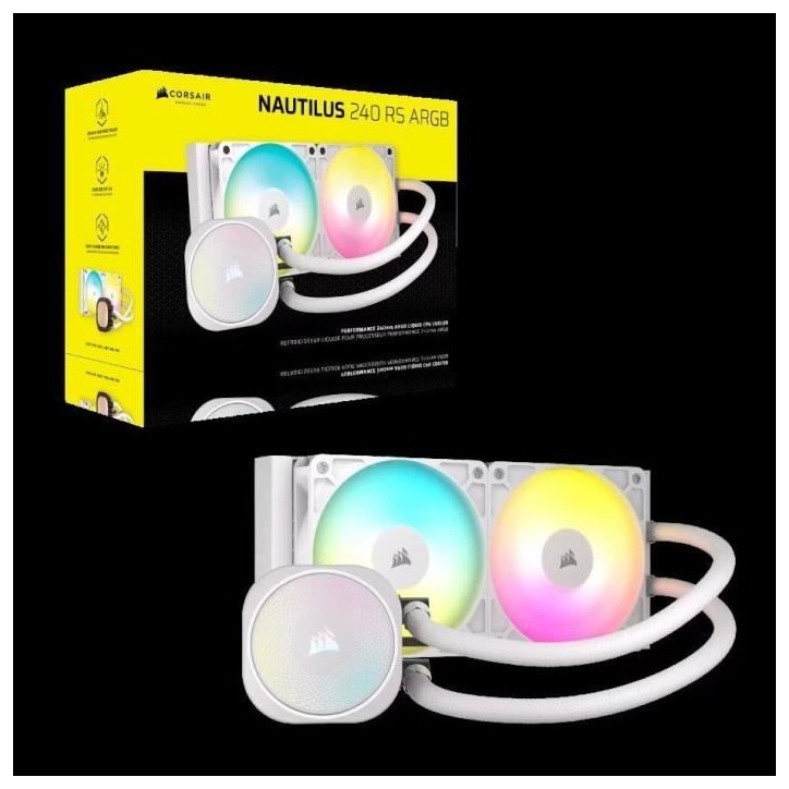 Refroidissement PC - CORSAIR - CW-9060094-WW - NAUTILUS 240 ARGB BLANC Liquid CPU Cooler Refroidissement PC - CORSAIR - CW-9060094-WW - NAUTILUS 240 ARGB BLANC Liquid CPU Cooler