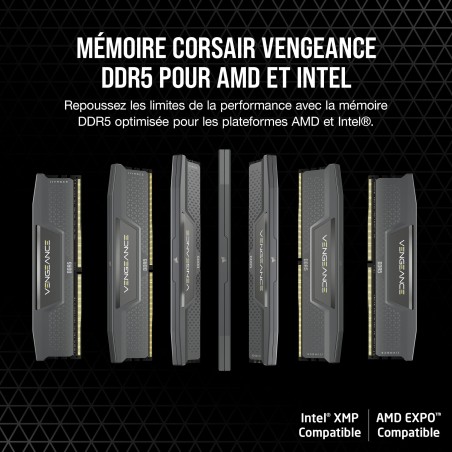 Mémoire RAM - CORSAIR - CMK32GX5M2B6400Z36 - 32 Go 2x 16 Go - VENGEANCE DDR5 Grey Heatspreader 6400MT/s - DIMM - CL 36