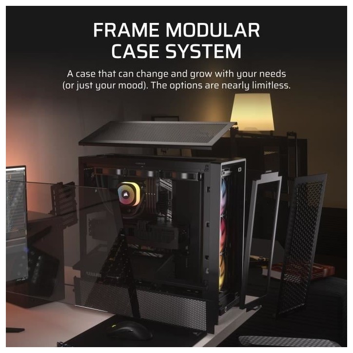 Boîtier ATX - CORSAIR - FRAME 4000D RS ARGB - Modulaire - 3 Ventilateurs ARGB Préinstallés - Débit d'air Élevé