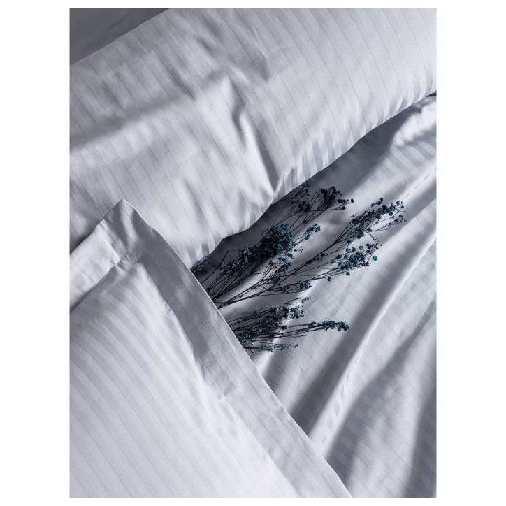 Parure de lit - 1 housse de couette 220 x 240 cm + 2 taies d'oreiller 60 x 60 cm - Satiné 100% coton - Gris Parure de lit - 1 housse de couette 220 x 240 cm + 2 taies d'oreiller 60 x 60 cm - Satiné 100% coton - Gris