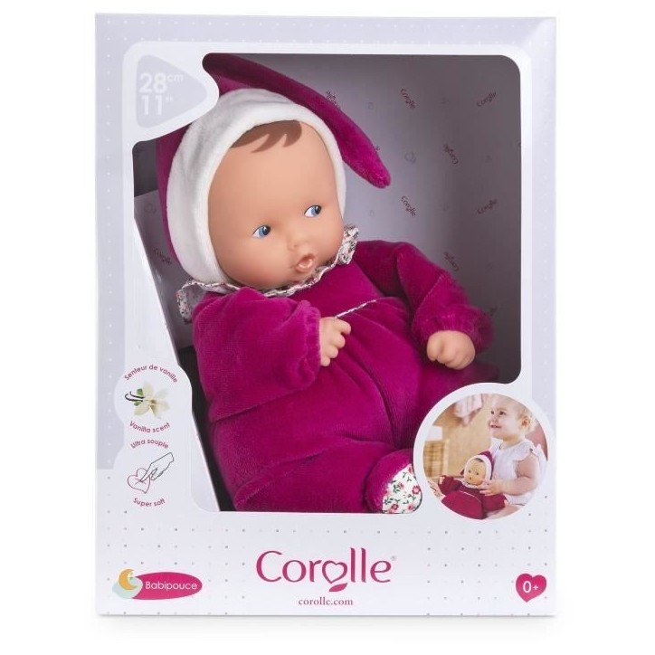 Doudou - COROLLE - Babipouce Rose Grenadine - 28 cm - senteur vanille - des la naissance Doudou - COROLLE - Babipouce Rose Grenadine - 28 cm - senteur vanille - des la naissance