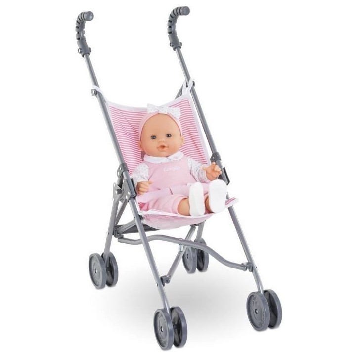 Accessoire poupon - COROLLE - Poussette canne rose pour poupon 30, 36 et 42cm - Des 3 ans